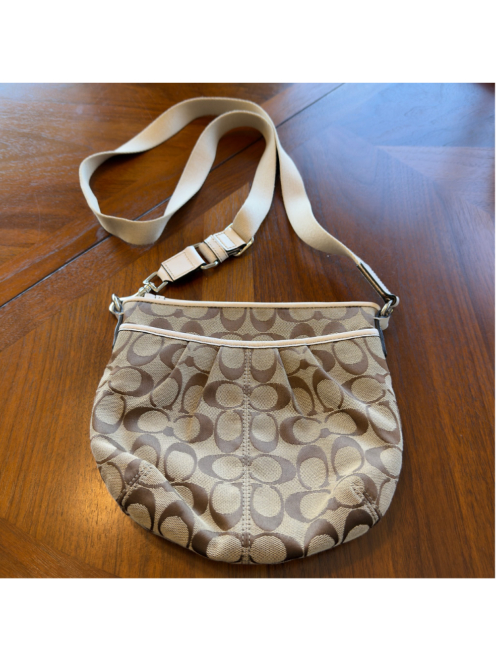 Women's Vintage Coach Crossbody Bag Beige Brown SKU769